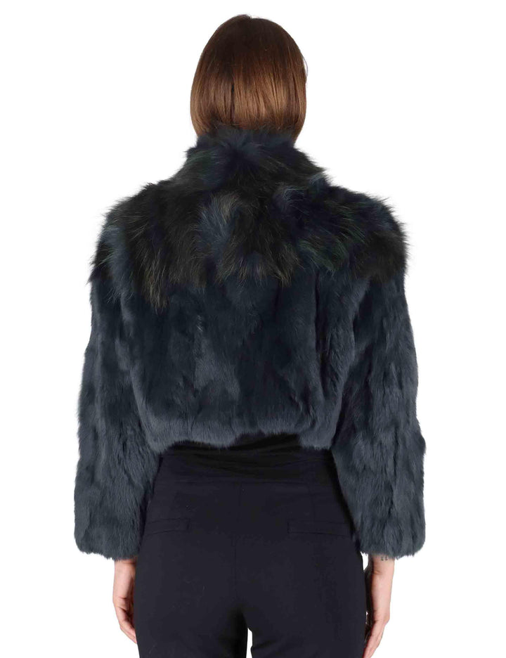 Giubbotti bomber corti donna in lapin blu con zipBomber corti in lapin blu SP24102 002 Spatarella 