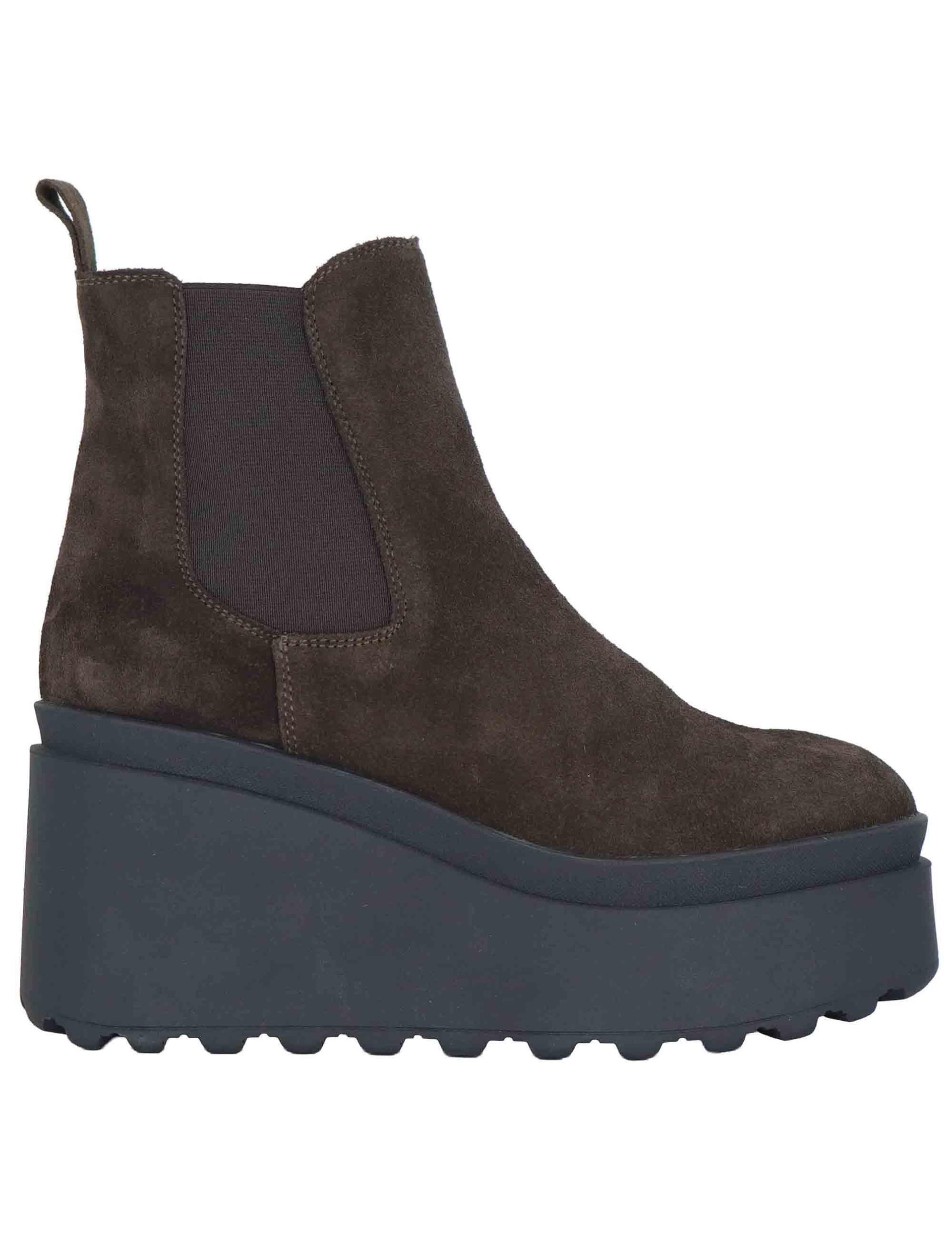 Stivaletti beatles donna in camoscio marrone con zeppa alta in gomma JOLLY 8 014 Tattoo 