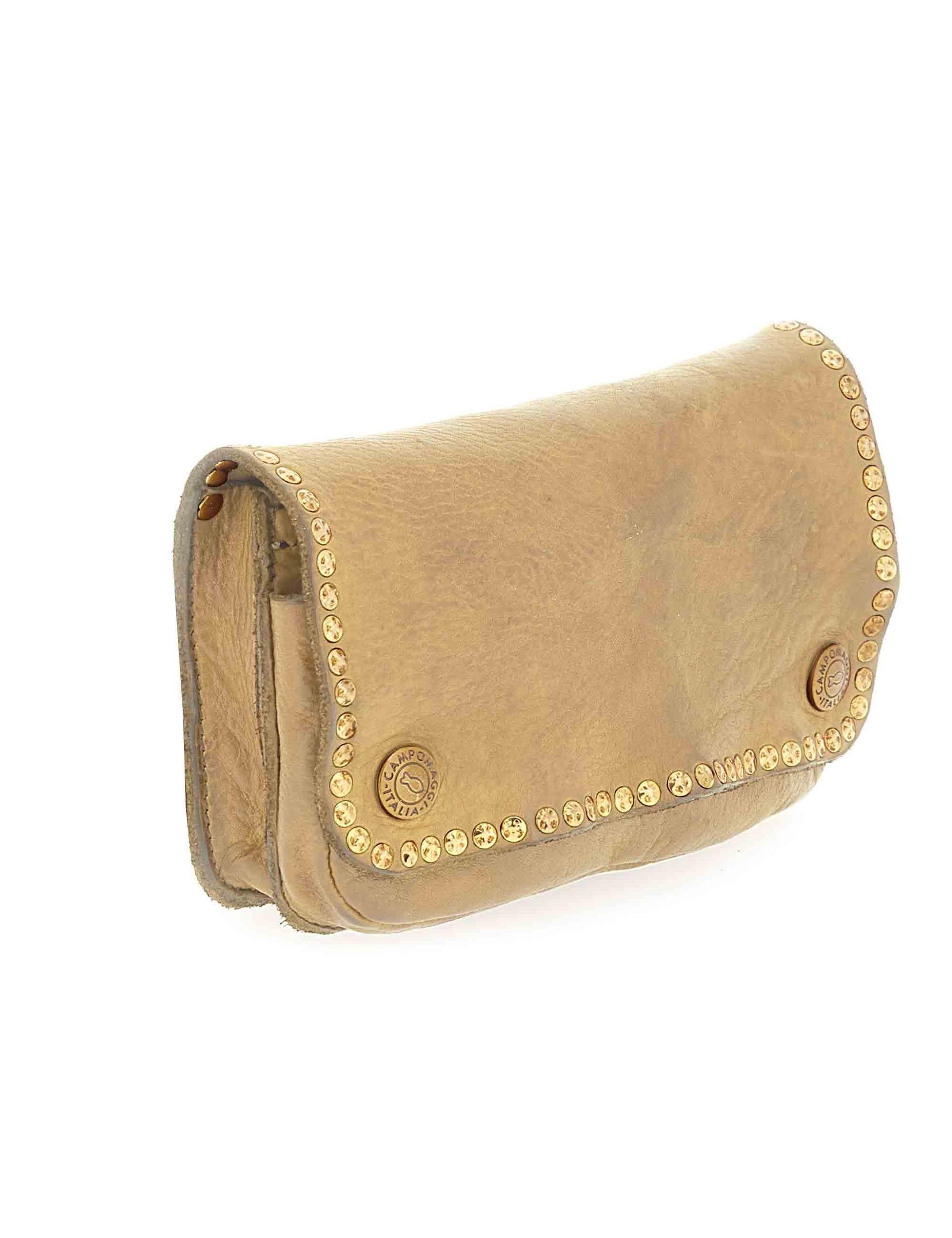 Borse pochette donna Kura in pelle beige con borchie oro C040680ND X0007 C0539 Campomaggi 