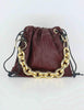 BON BON SCILLA Women's Burgundy Eco-Leather Mini Bag with Gold Chain