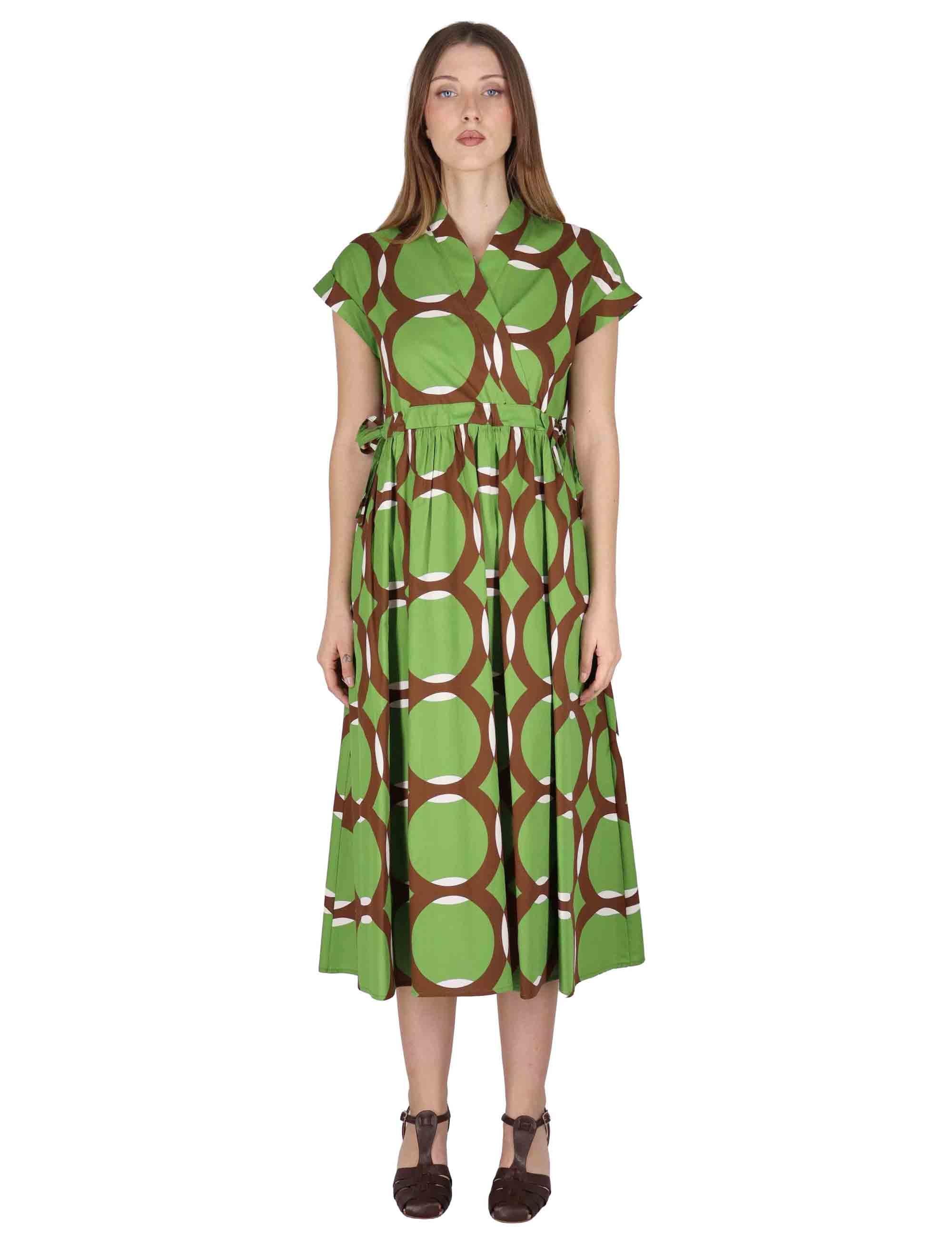 Abiti donna Crossover Midi Dress in cotone verde a fantasia JABAB0001-F1386-1243 7046 Justmine 