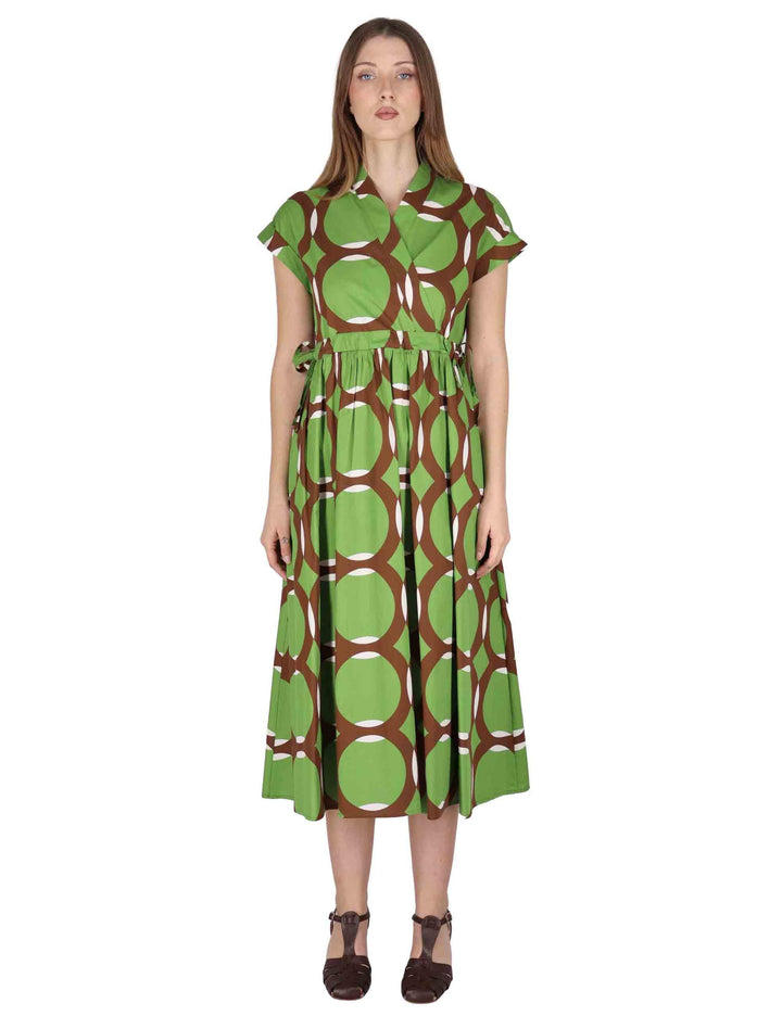 Abiti donna Crossover Midi Dress in cotone verde a fantasia JABAB0001-F1386-1243 7046 Justmine 