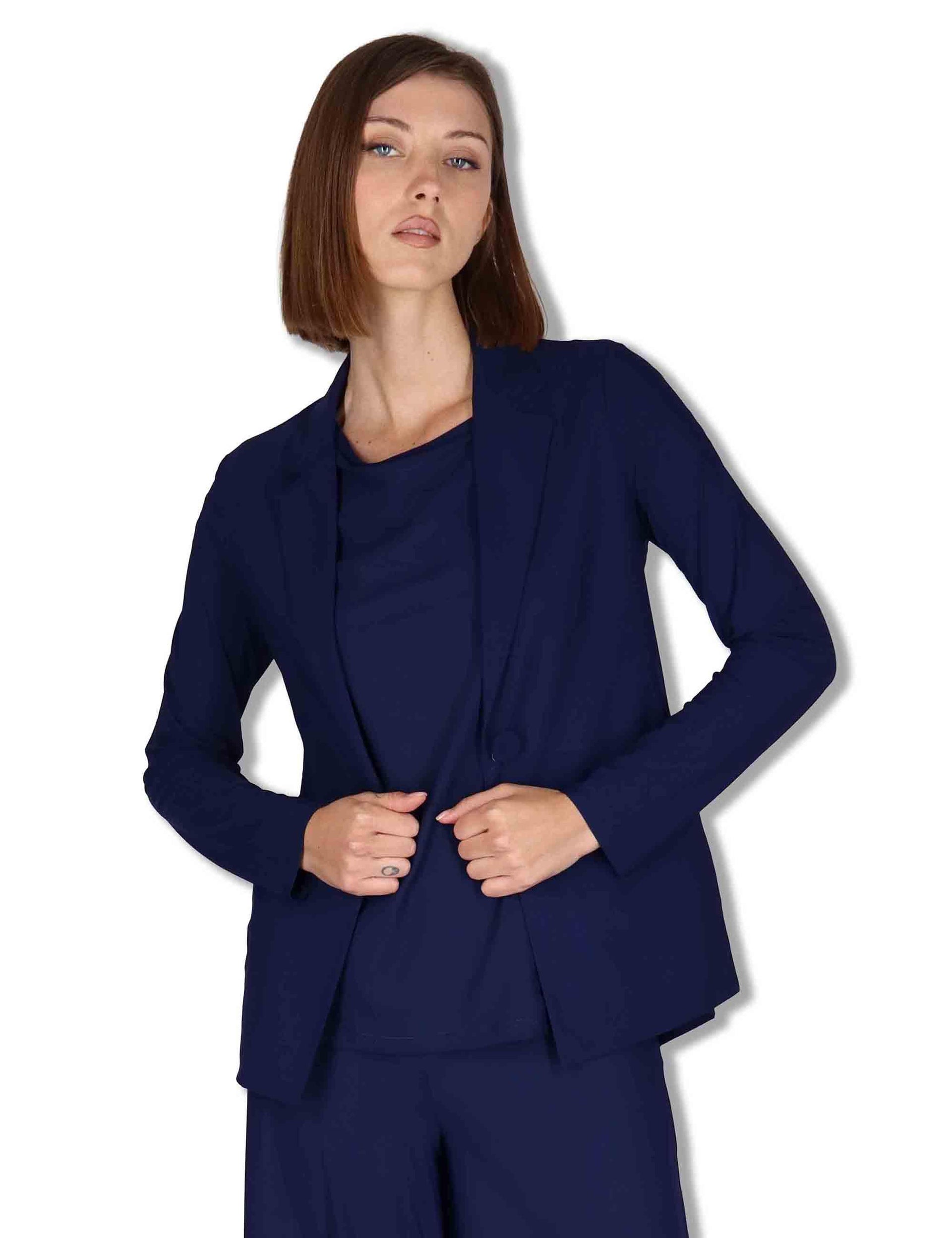 Giacche donna Soft in jersey blu monocolore JD646570210 80043 Maliparmi 
