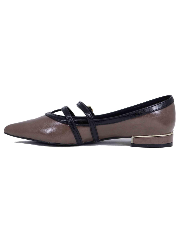 Ballerine donna in eco pelle taupe con punta a punta T170008117F7 029 Exe 