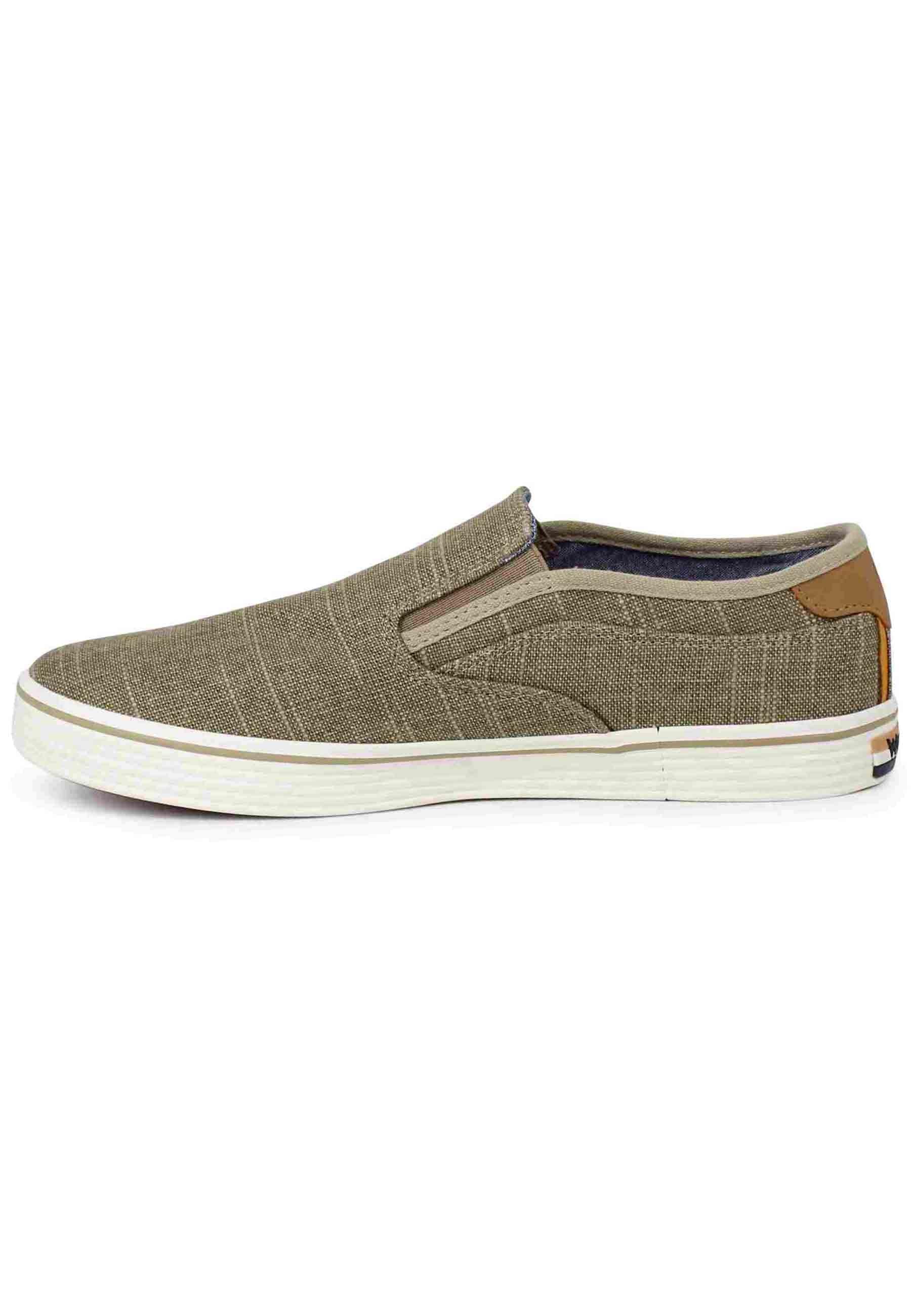 Mocassini uomo Calypso Slip On in tessuto beige con suola in gomma WM31031A 025 Wrangler 