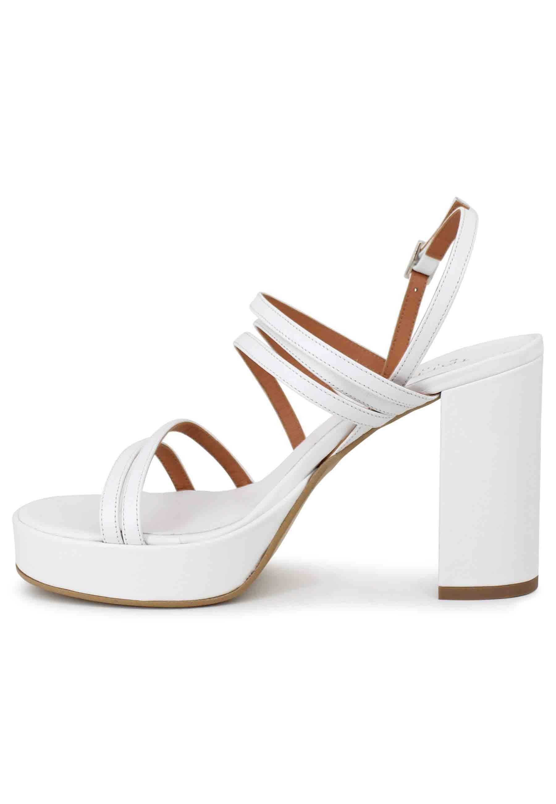 Sandali slingback donna in pelle bianca con tacco alto e plateau MERAK 2 100 Tattoo 