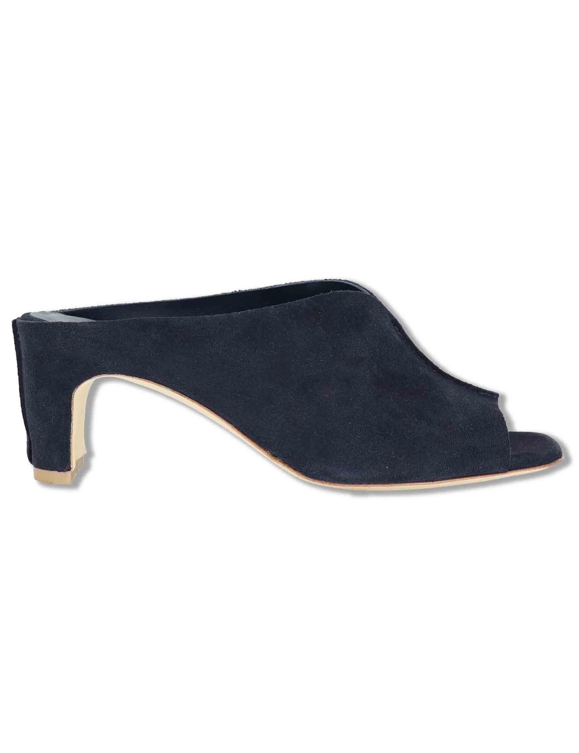 Sandali donna in camoscio blu senza cinturini con punta quadra DS2677/SR 002 L'Arianna 