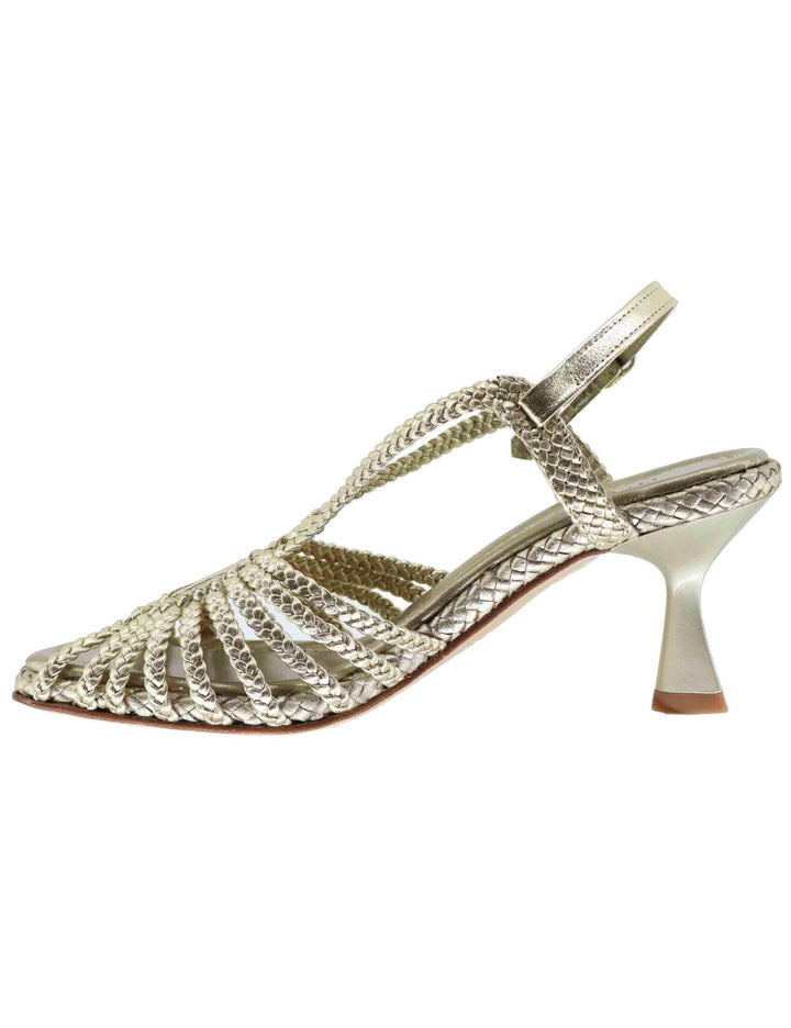 Slingback donna in pelle laminata platino con tacco alto 10874.000 66 Pons Quintana 