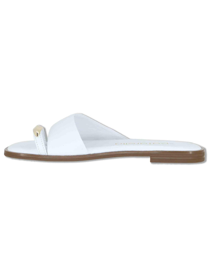 Sandali bassi donna infradito in pelle bianca con anello SP262050 002 Spatarella 