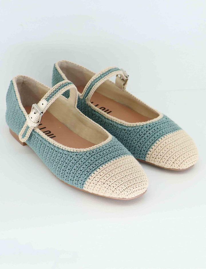 Ballerine donna Ciara in tessuto verde con cinturino 657Z87VK 025 Bibi Lou 