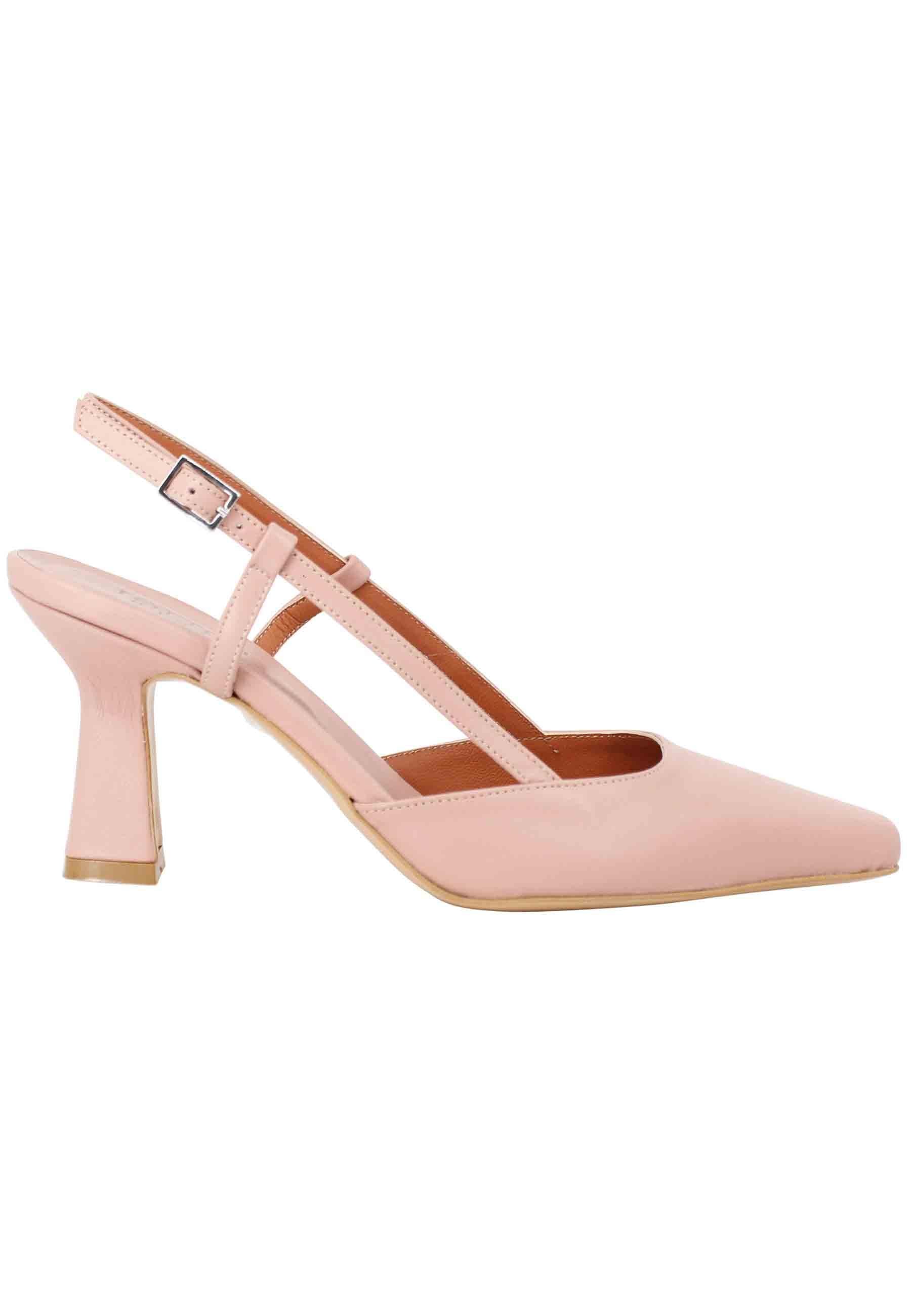 Decollete slingback donna in pelle rosa con tacco alto MAIA 1 033 Tattoo 