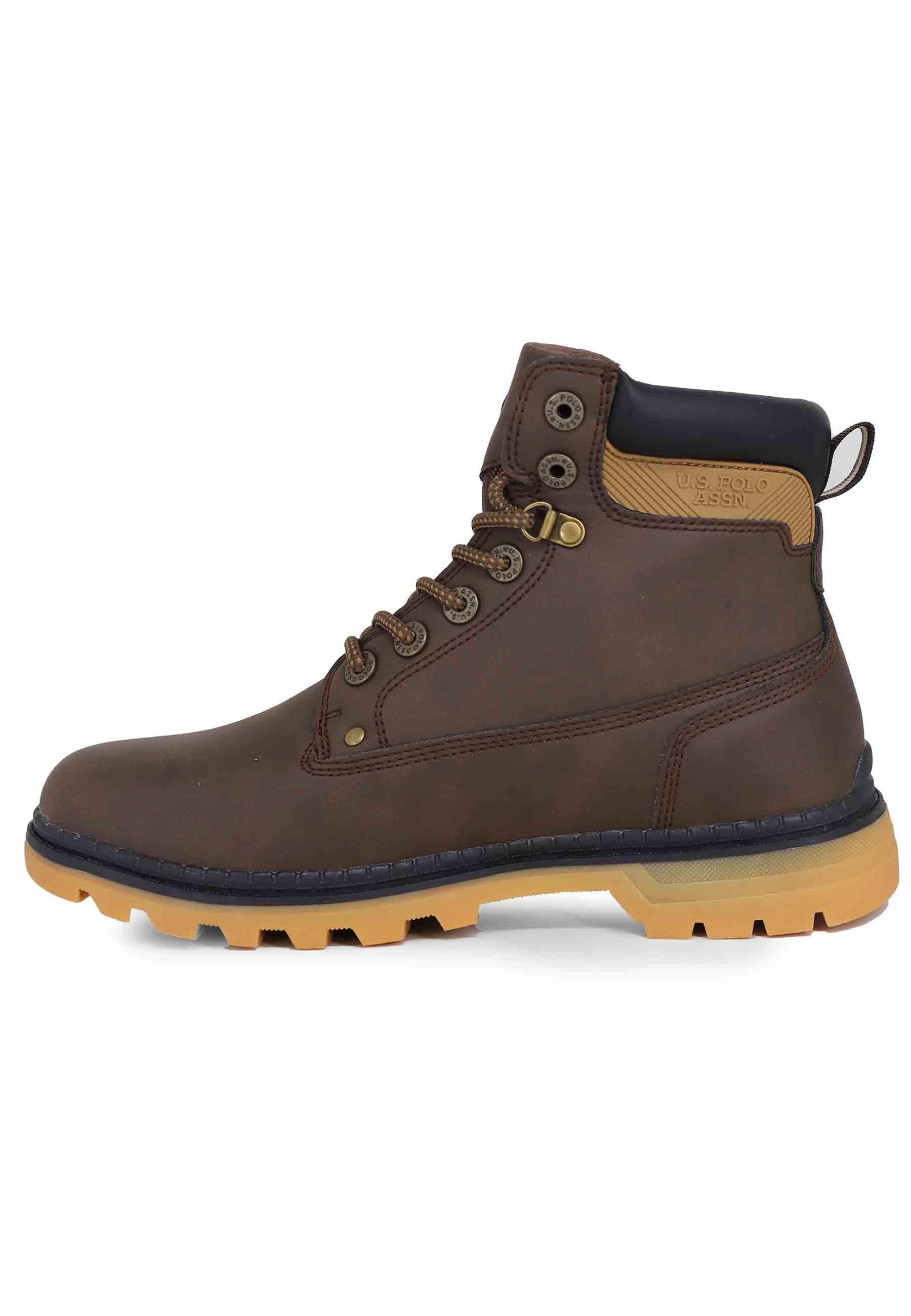 Stivaletti anfibi uomo in eco pelle testa di moro con suola carrarmato ZIGGY002A DBR001 U.S. Polo Assn. 