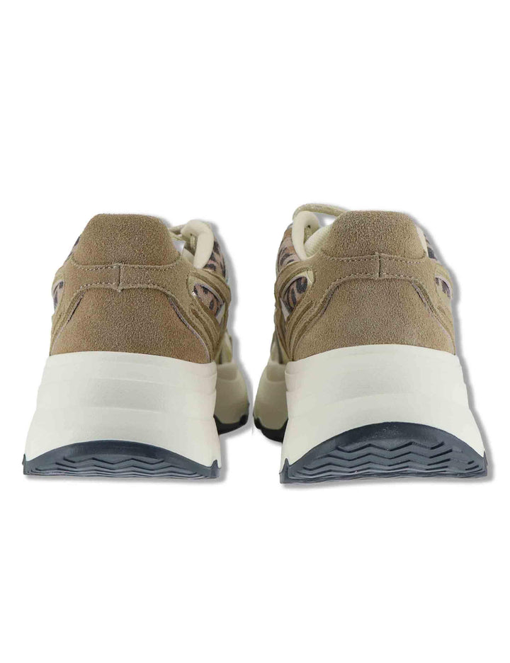 Sneakers donna Chunky in pelle e tessuto coff white on inserti a contrasto DALIA 12 Gio + 