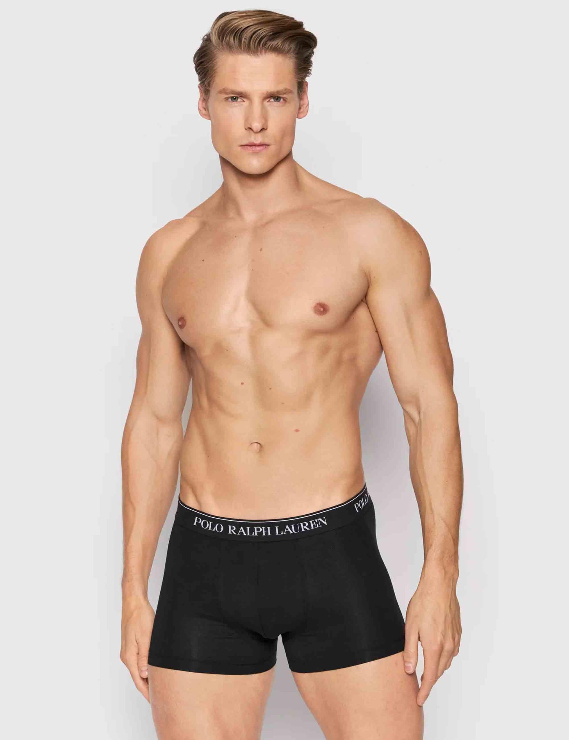 Boxer in puro cotone nero con elastico Set di 3 714835885002 BLK Polo Ralph Lauren 