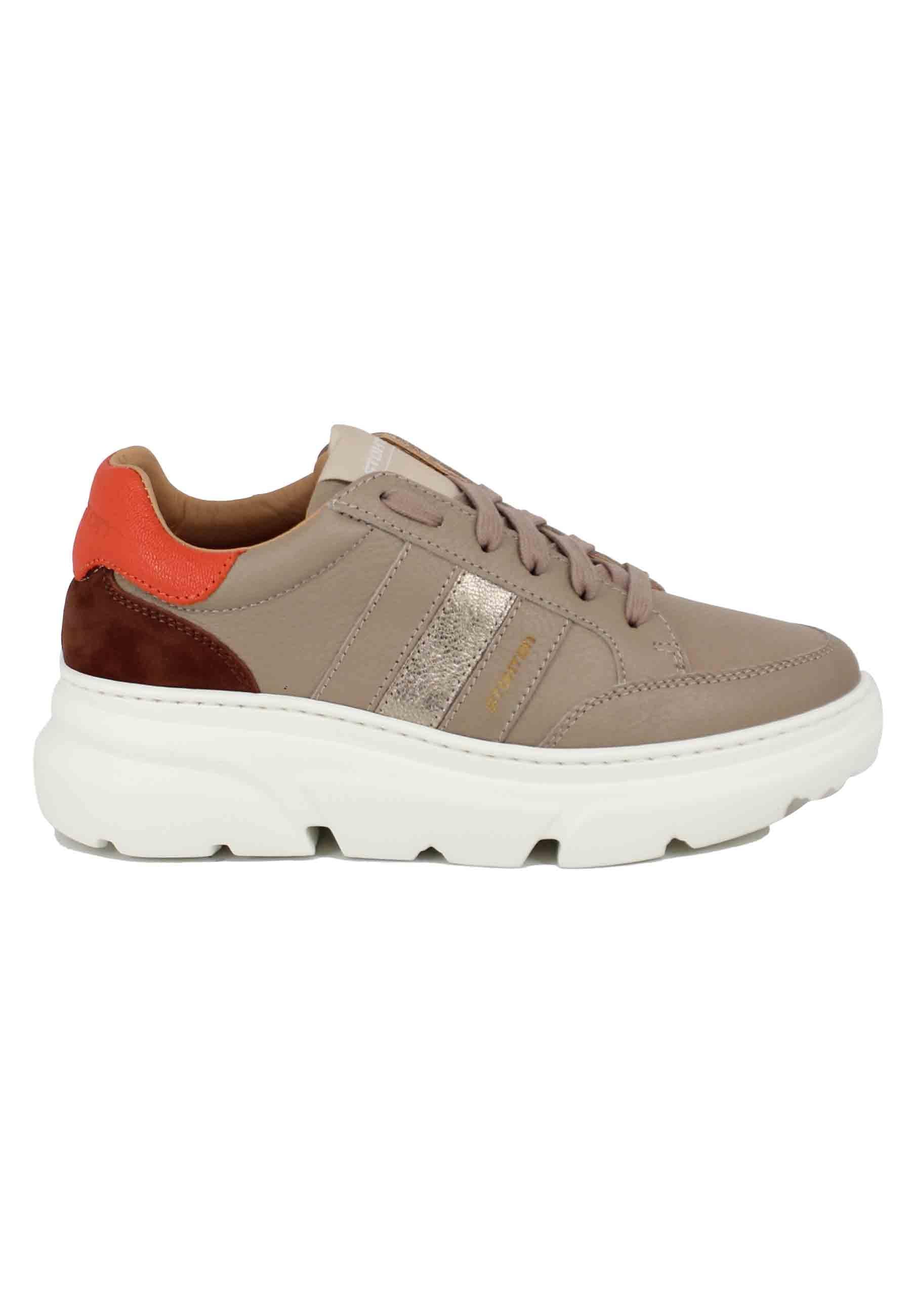 Sneakers da donna in pelle taupe 449-D 023 Stokton 