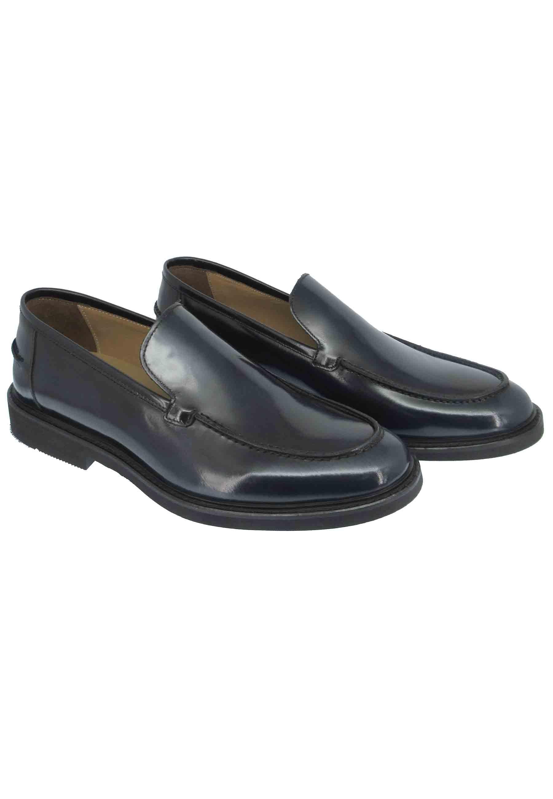Mocassini uomo in pelle blu lucida con suola in gomma ultra light AWARD 5 L002 Rogal's 