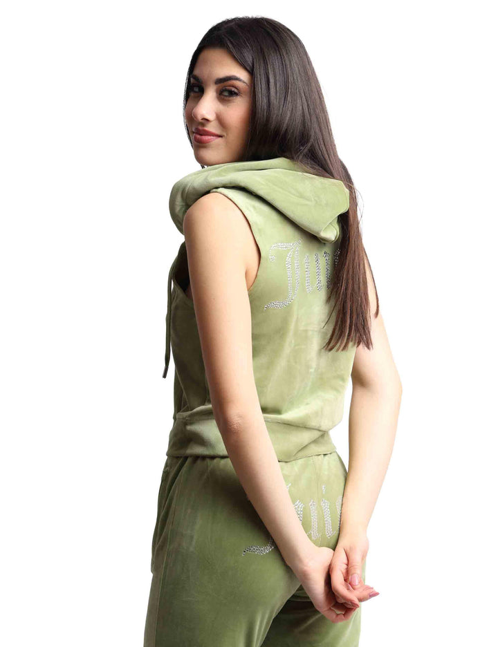 Felpe donna Gilly in tessuto verde a giro manica con cappuccio VEJH70328WPF J93 Juicy Couture 