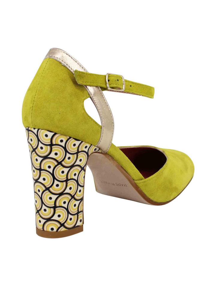 Decollete donna in camoscio verde con tacco alto e cinturino alla caviglia 3305 005 Les Venues 