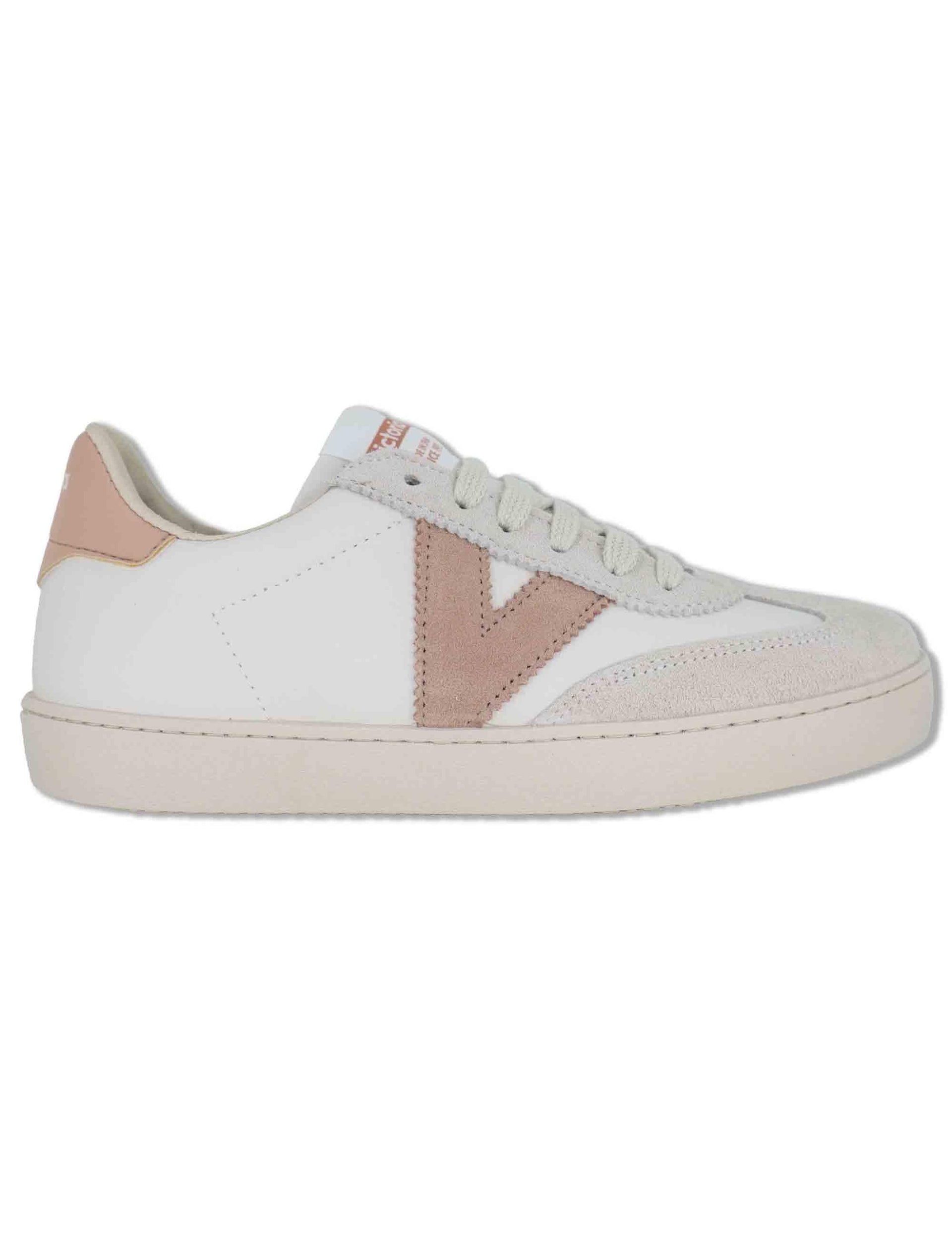 Sneakers donna Berlin in pelle bianca e nude 1126184 497_Cuarzo Victoria 