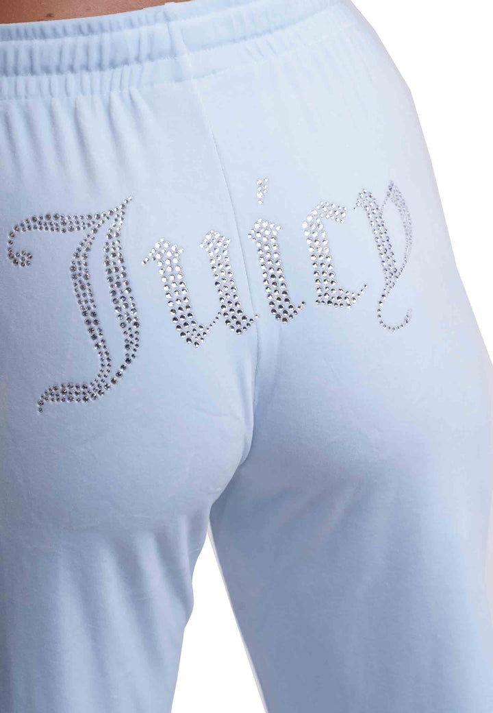 Pantaloni donna Diamond in velluto celeste con strass VEJH70047WPF J11 Juicy Couture 