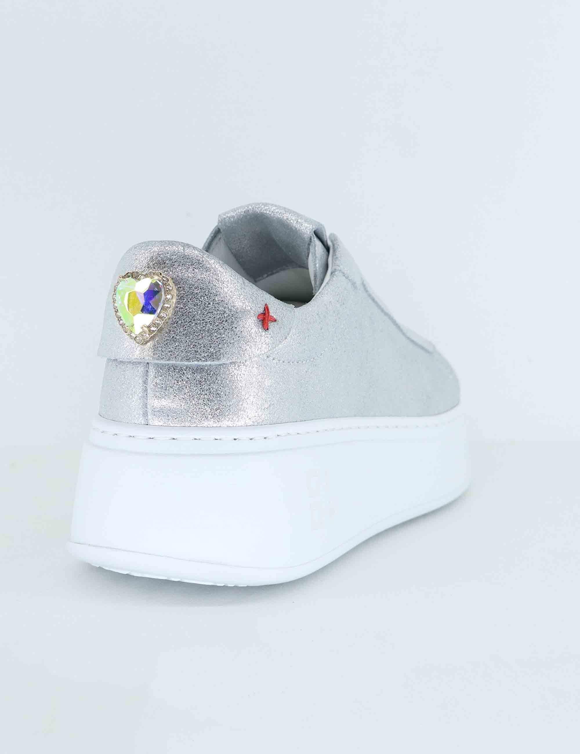 Sneakers donna in pelle argento NILA 06 Gio + 