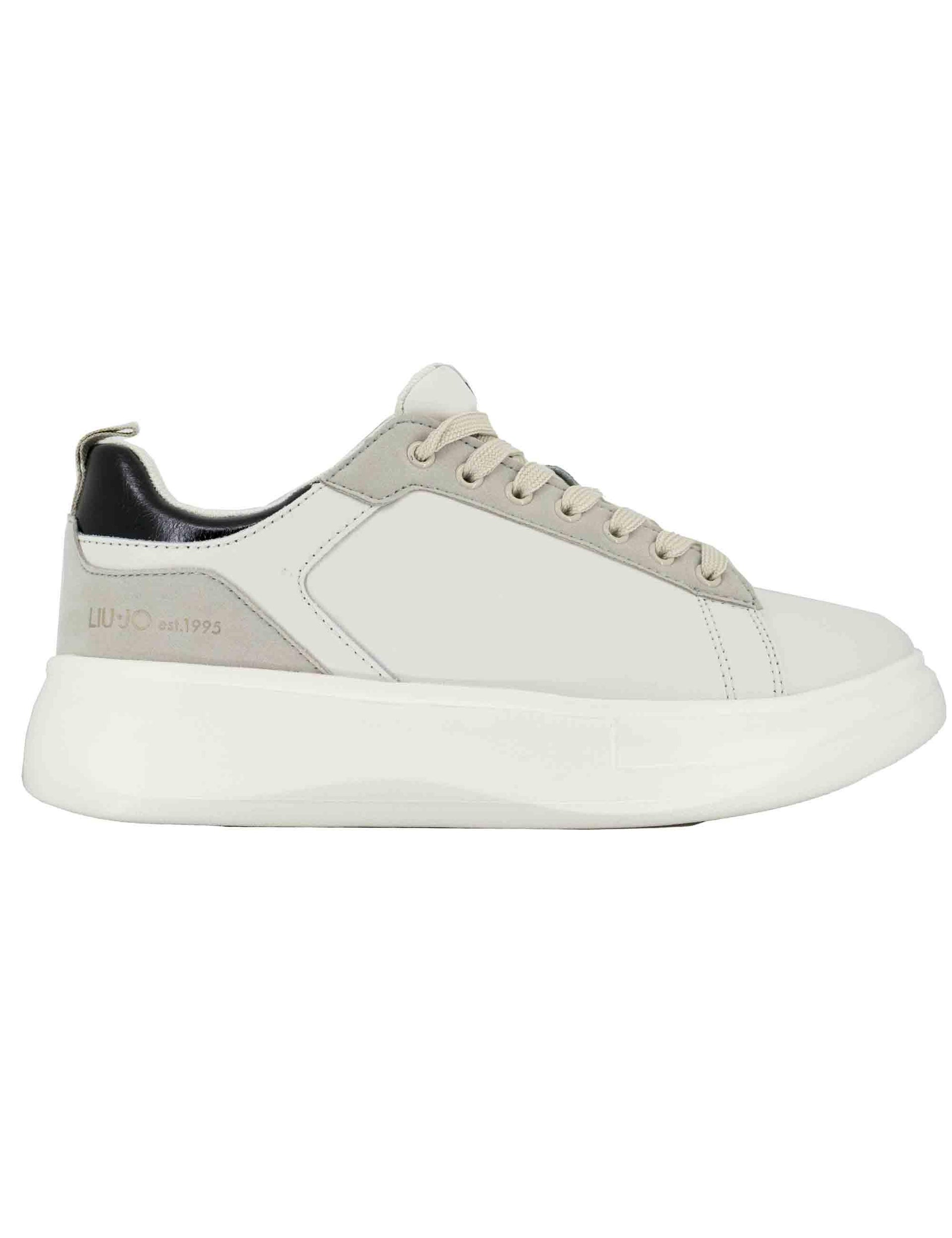 Sneakers uomo Big 5 in pelle off white con suola alta 5,5 cm 7G5015P0304S1411 MILK/BLACK Liu-Jo 