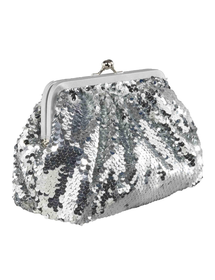 Borse donna in paillettes argento con catena ACA654 ARGENTO Anna Cecere 