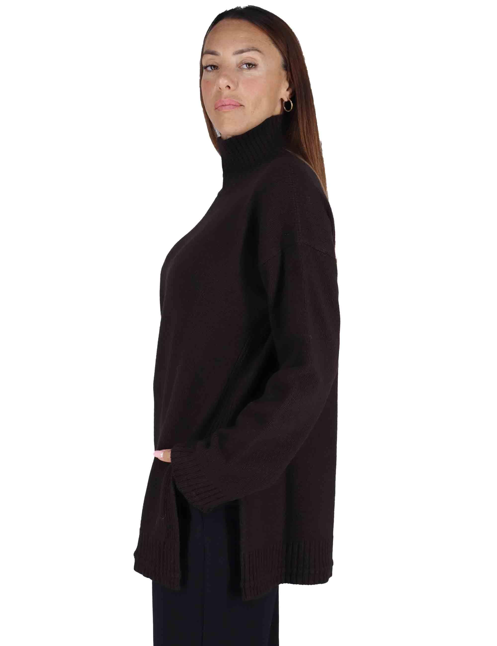Maglioni donna Cachemire Merinos in misto cachemire marrone con collo alto JQ511274315 40003 Maliparmi 