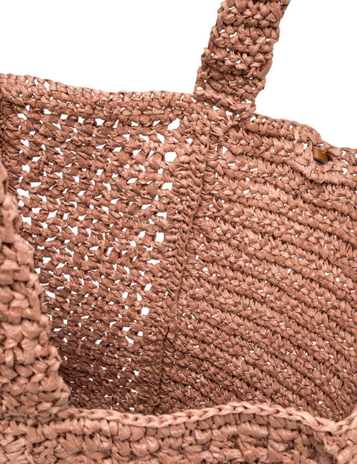 Borse Shopper donna Nefili in paglia cipria con manico e chiusura in pelle BS11955 COMM STR-CRCH 7752 Gianni Chiarini 