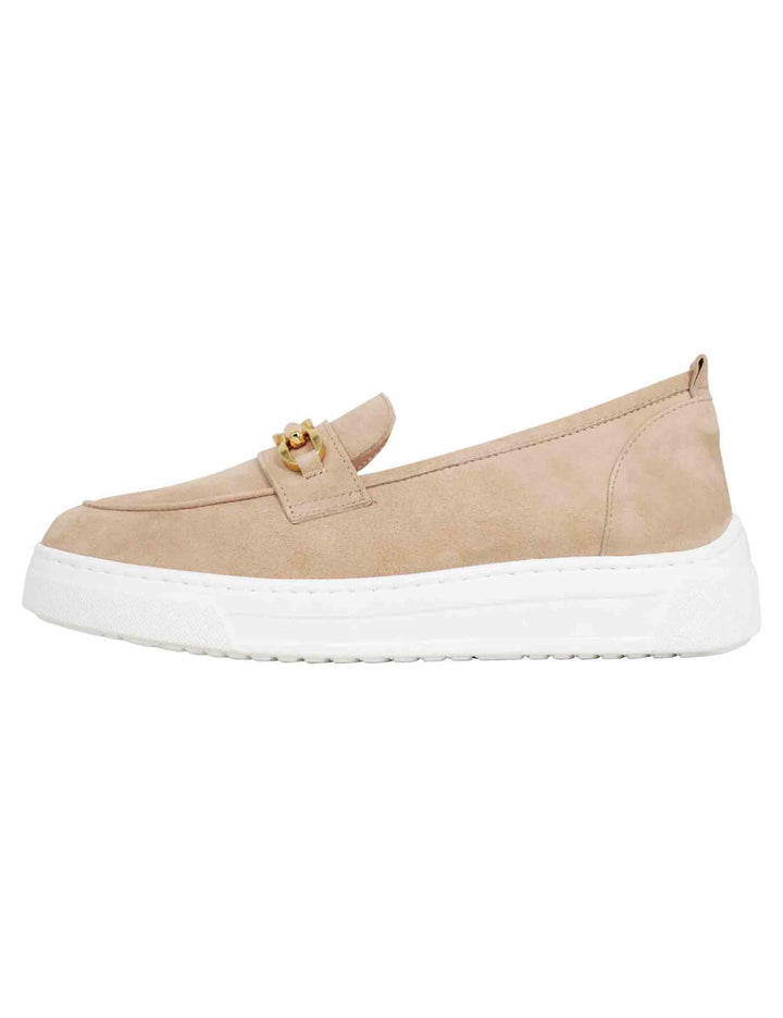 Mocassini donna in pelle scamosciata nude con zeppa in gomma FINDAY KS SKIN Unisa 