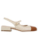 Decollete slingback donna in pelle beige bicolore con puntale cammello Donna SPCH35 016