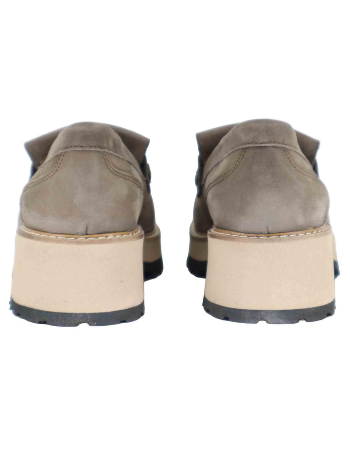 Mocassini donna in pelle taupe con suola in gomma alta e punta tonda SP56888 014 Spatarella 