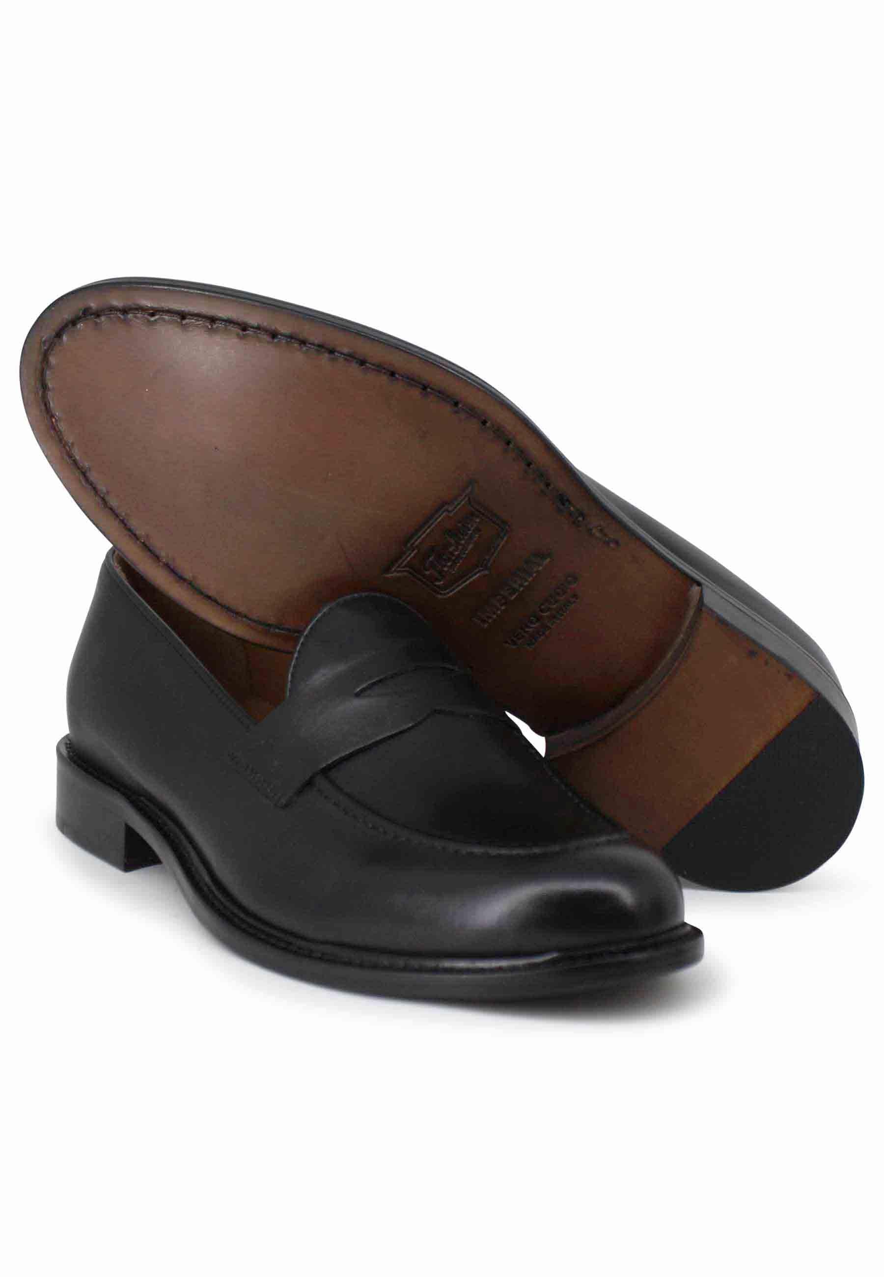 Mocassini uomo in pelle nera con suola in cuoio 53000 01 Florsheim 