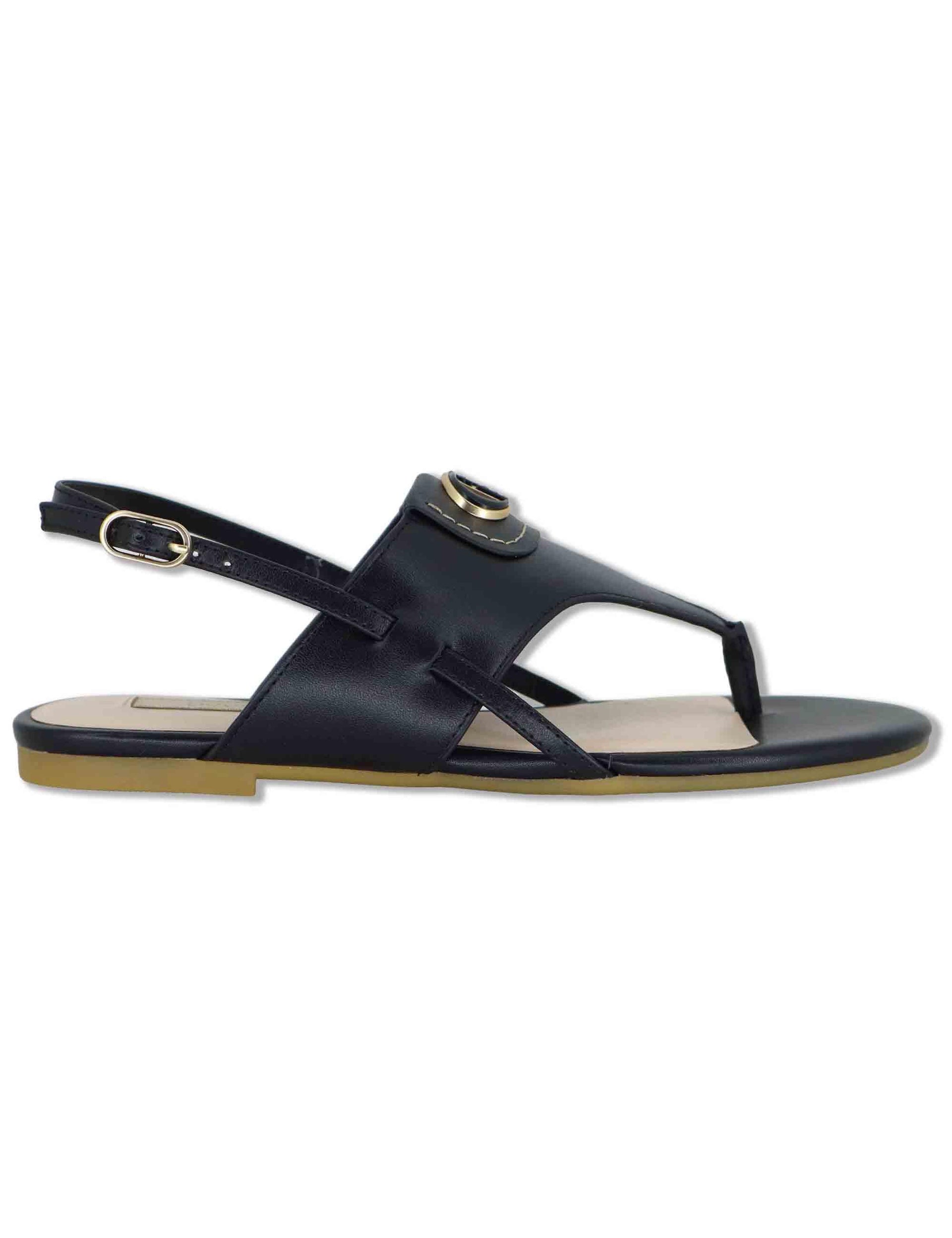 Sandali slingback donna in pelle nera con fibbia e tacco basso SANDY 10 BLACK Liu-Jo 