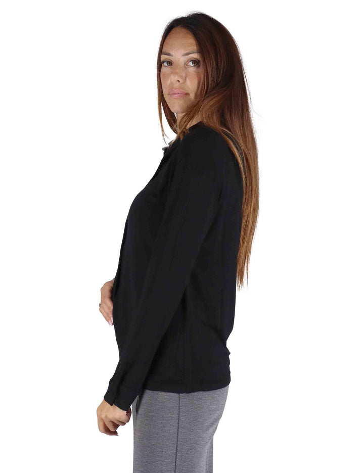 Camicie donna in jersey nero a maniche lunghe JABCM0025-F1050 9999 Justmine 