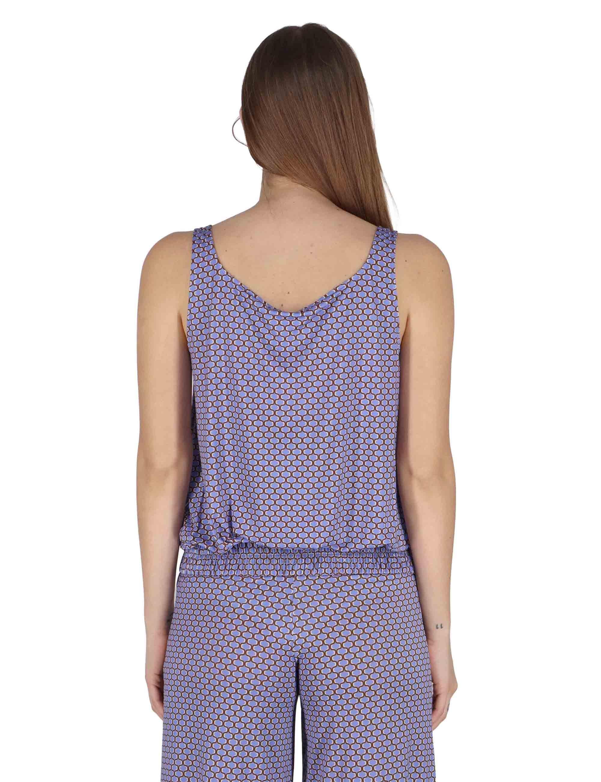 Top donna Square Neck Tank in jersey stretch lilla a fantasia JFATS0001-E2825-1267 6090 Justmine 