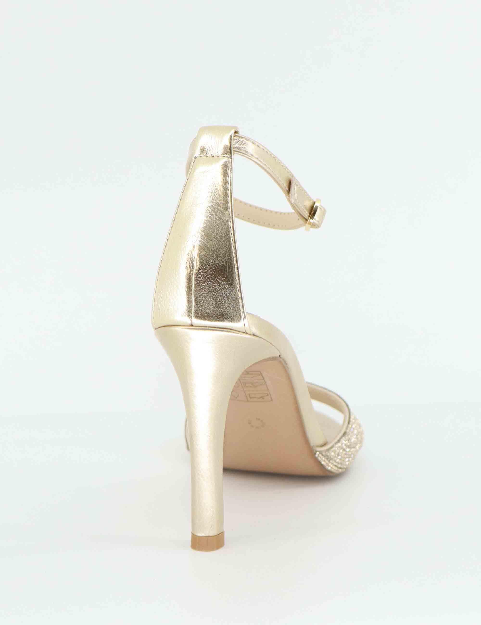 Sandali donna in strass oro tacco alto U4700353529B 335 LT Exe 