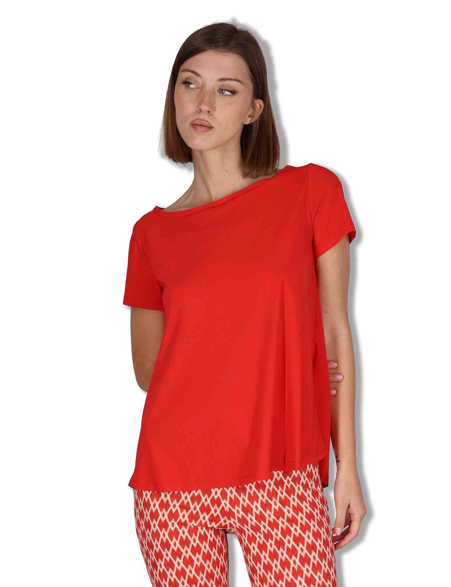 T-Shirt donna Soft in jersey rosso mezza manica JK028170210 30000 Maliparmi 