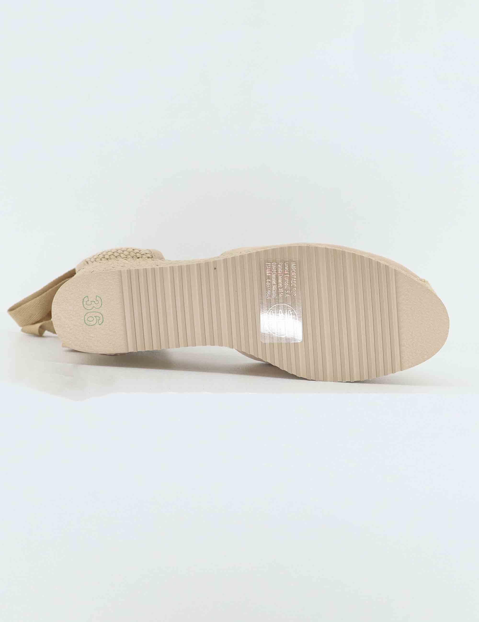 Sandali espadrillas donna in camoscio nude con zeppa bassa CARLYS KS_SKIN Unisa 