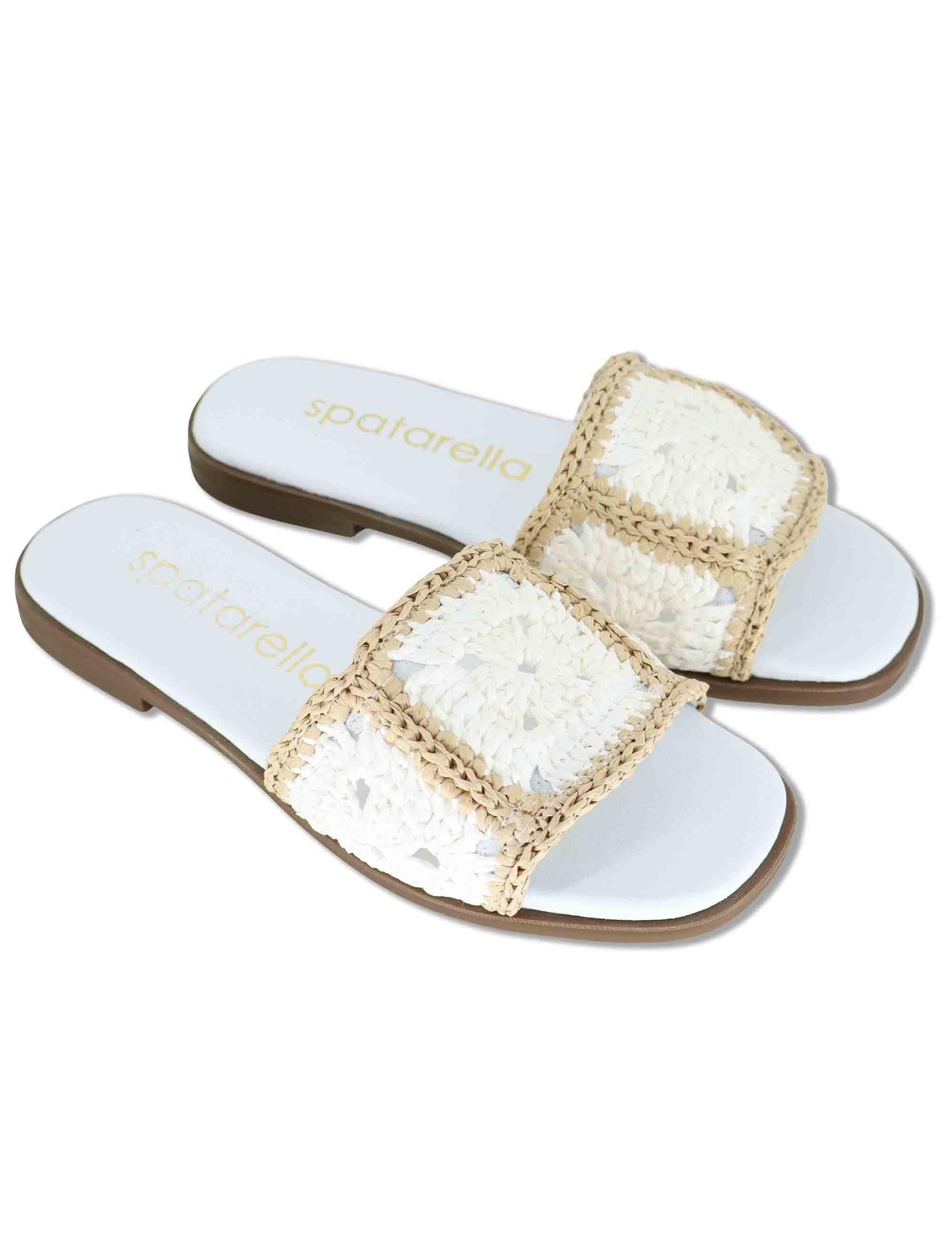 Sandali bassi donna in rafia naturale bianca con suola in gomma SP261579 100 Spatarella 
