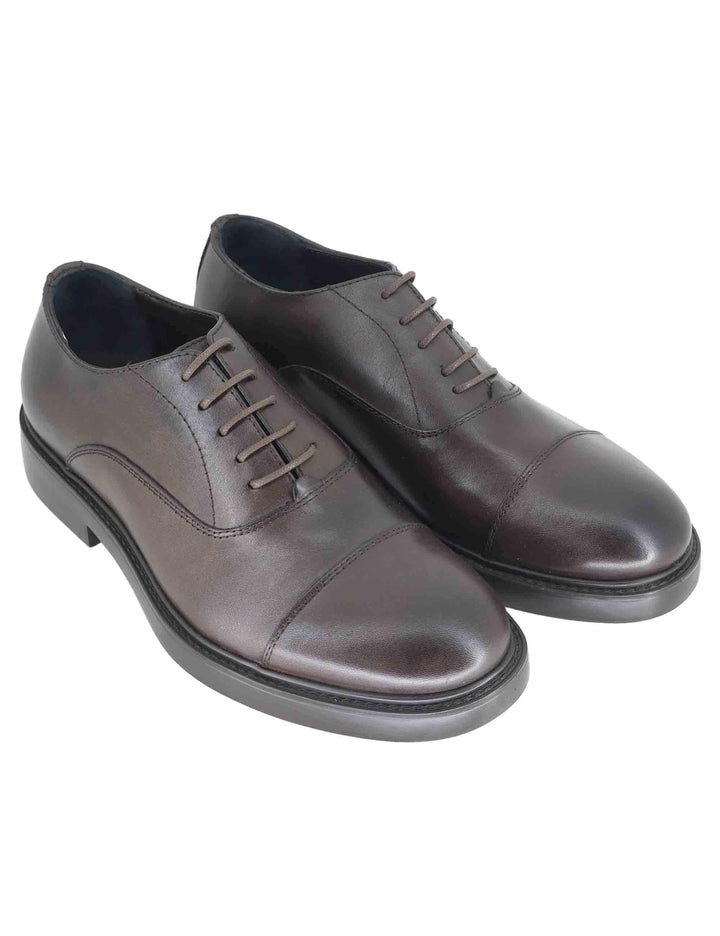 Stringate uomo in pelle marrone con suola in gomma SPDU8040 014 Spatarella 