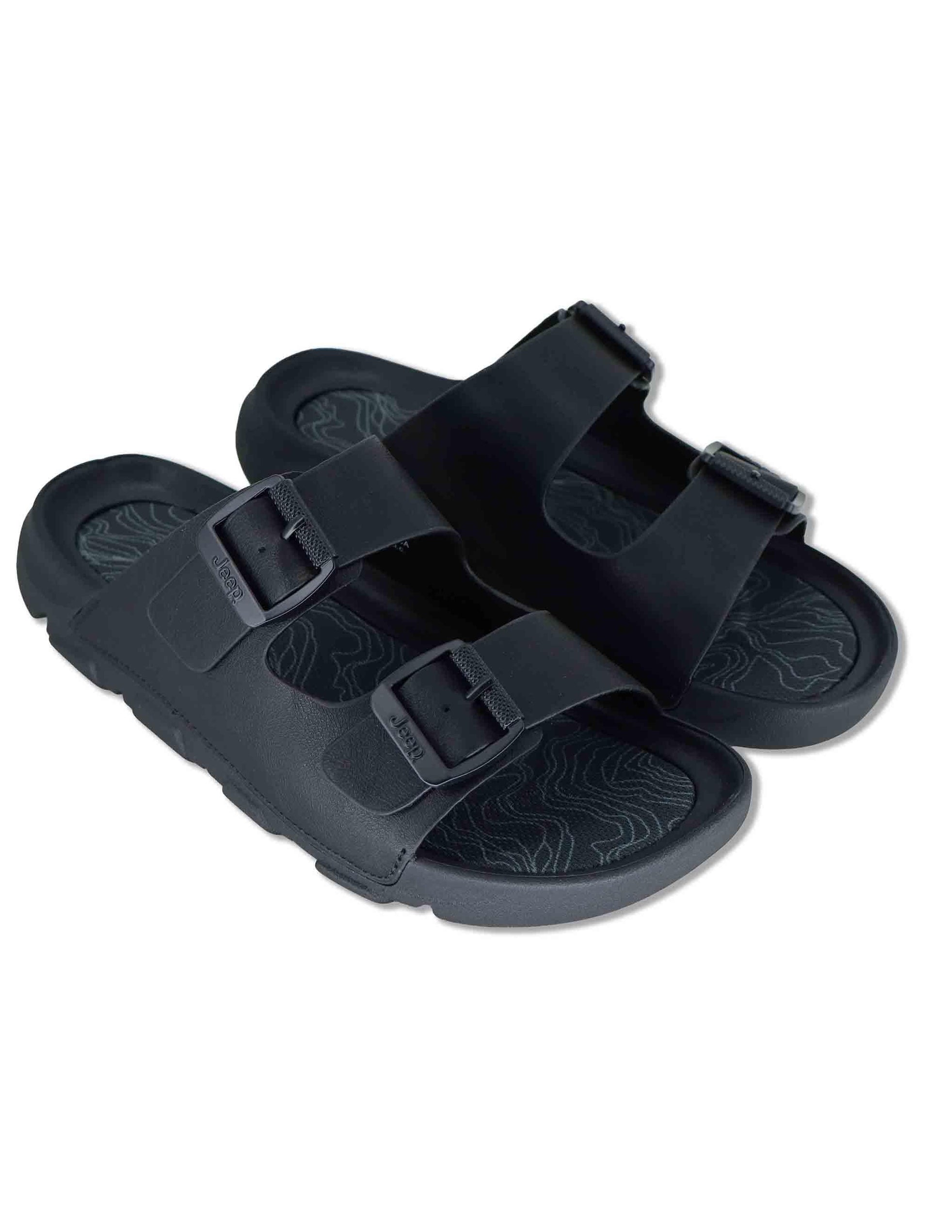 Sandali uomo Daytona in eco pelle nera con doppie fasce regolabili JM61120A 062 Jeep 