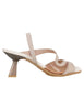 Women's slingback sandals in cream leather with square toe