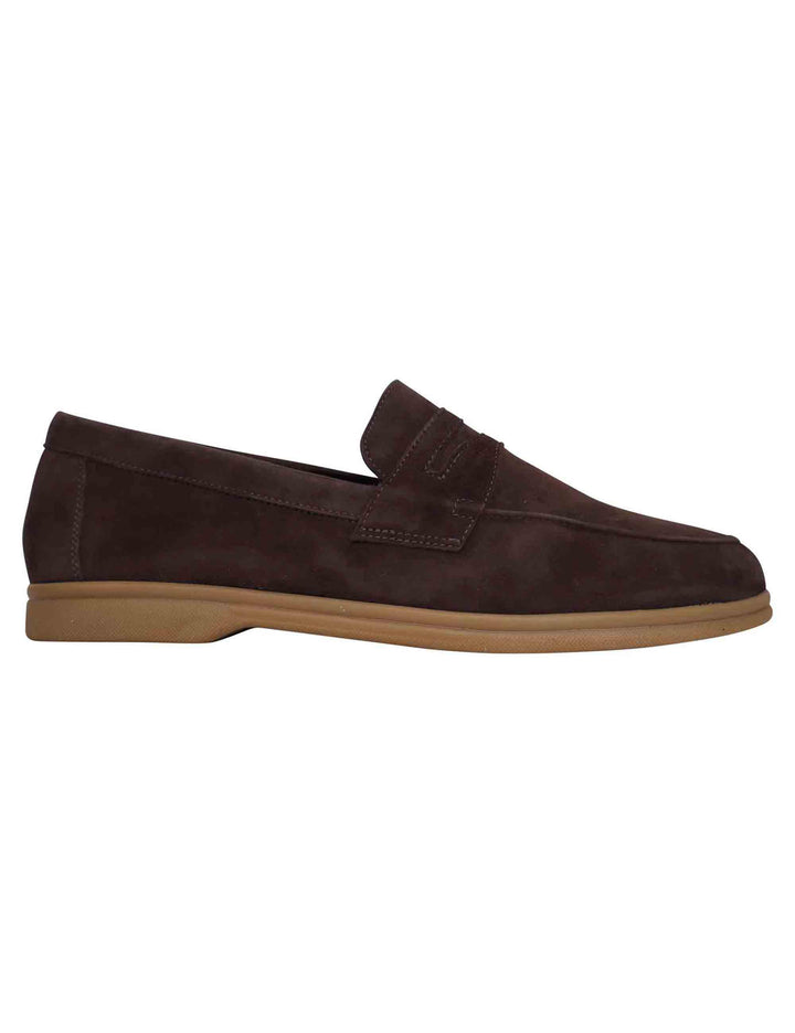 Mocassini uomo in camoscio testa di moro con suola in gomma leggera 22847 VG7 014 Antica Cuoieria 