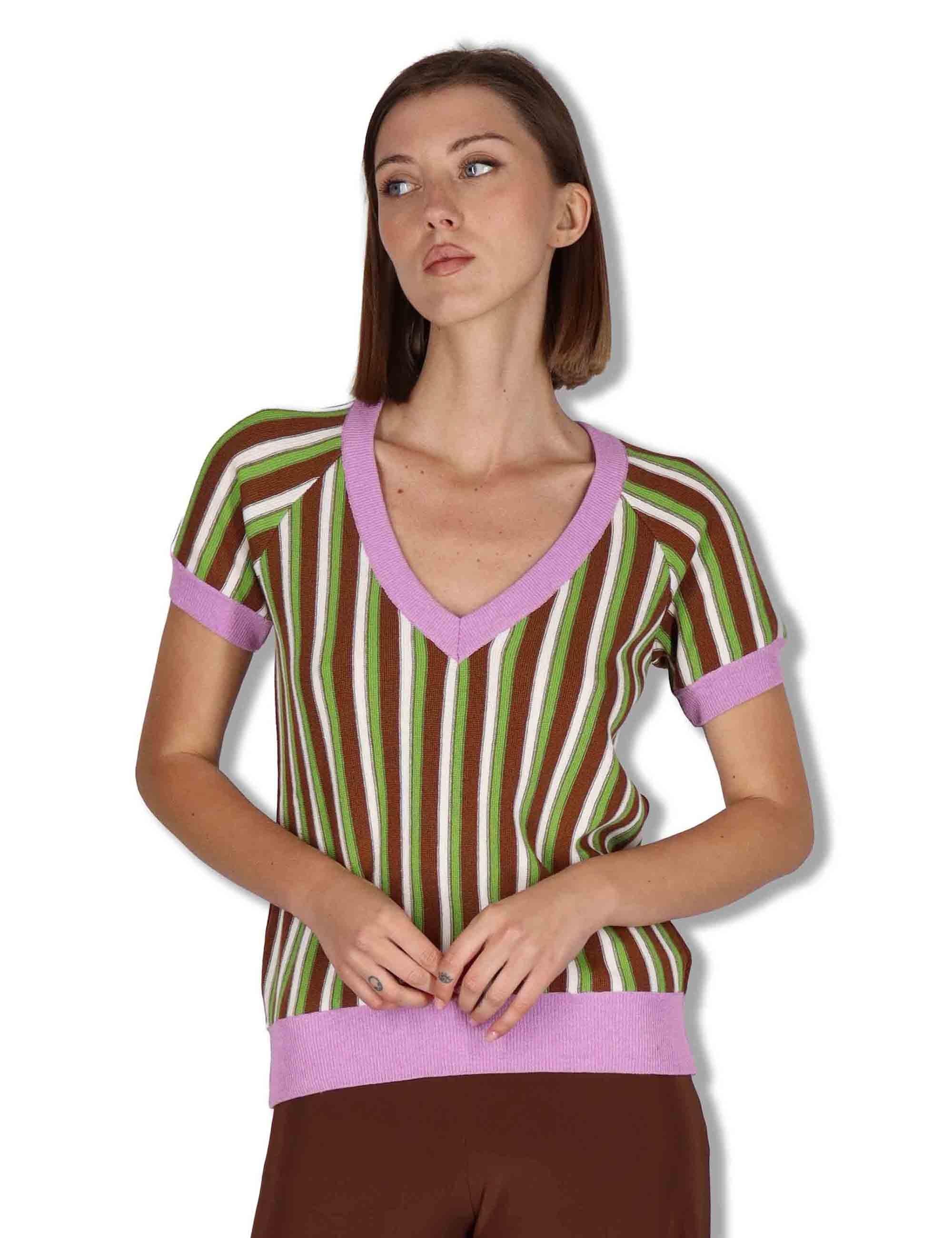 GIlet donna Vest Jacquard in misto cotone beige con scollo a V JABKN0001-G085-1236 3110 Justmine 