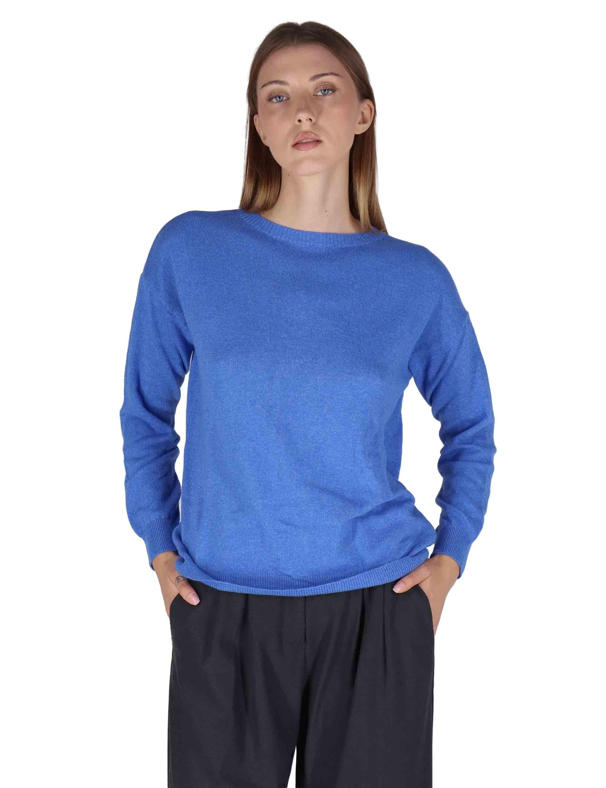 Maglioni donna in misto cachemire blu girocollo con maniche lunghe SPZ03627 003 Spatarella 
