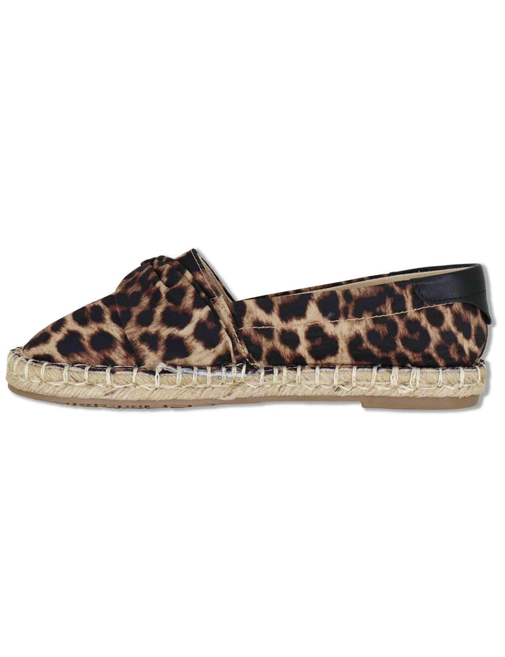 Mocassini donna in tessuto animalier con zeppa in corda e fiocco CAPRI 03 LEOPARD Liu-Jo 