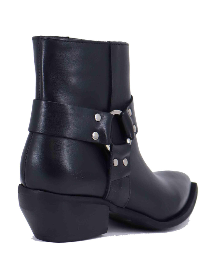 Texani donna in pelle nera con borchie argento ELENA 50 001 Spatarella 