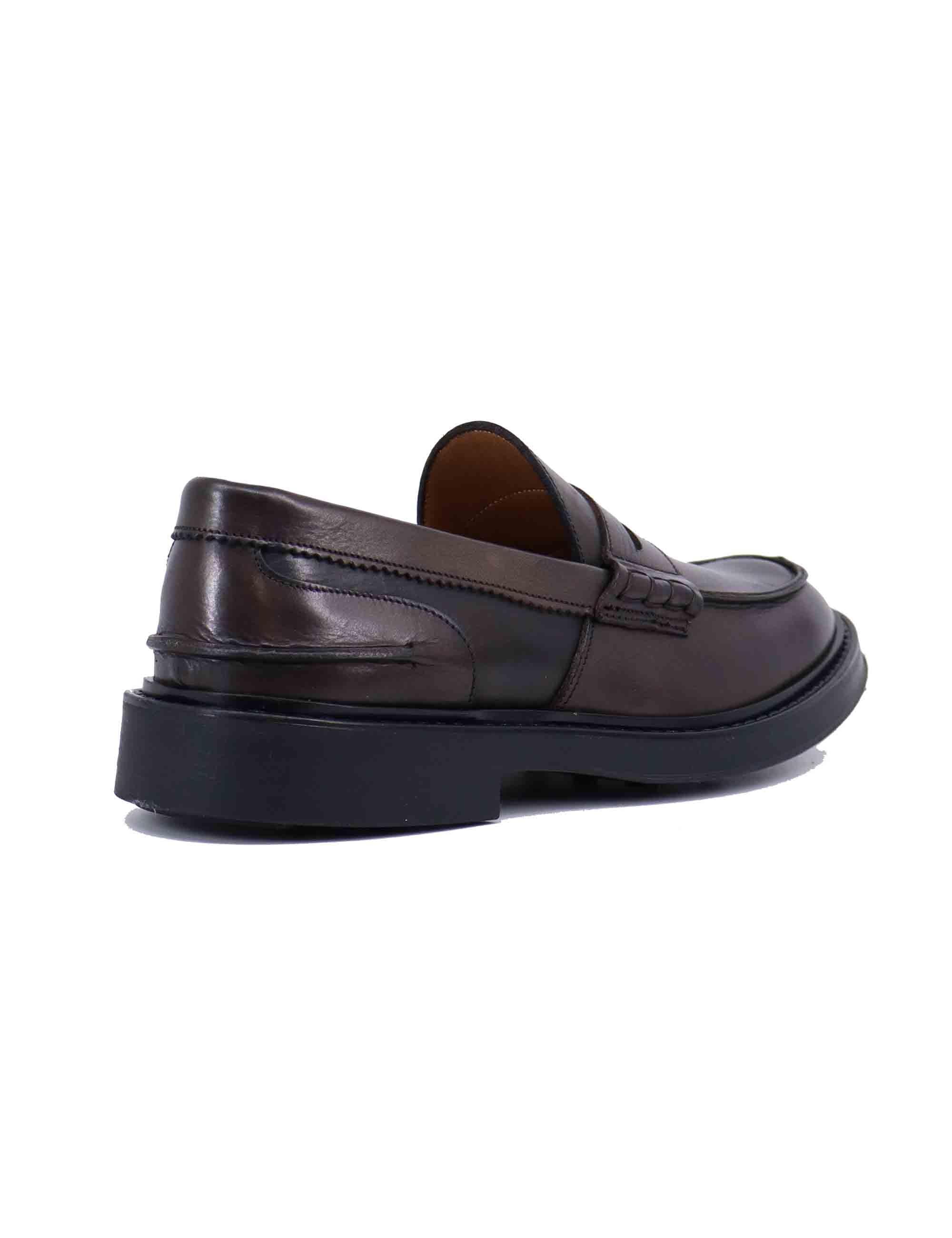 Mocassini uomo in pelle marrone con suola in gomma SP0030 014 Spatarella 