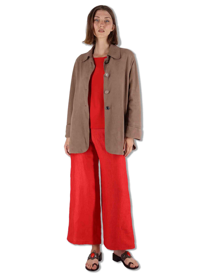 Giacche donna in camoscio taupe con bottoni gioiello SP2427 015 Spatarella 